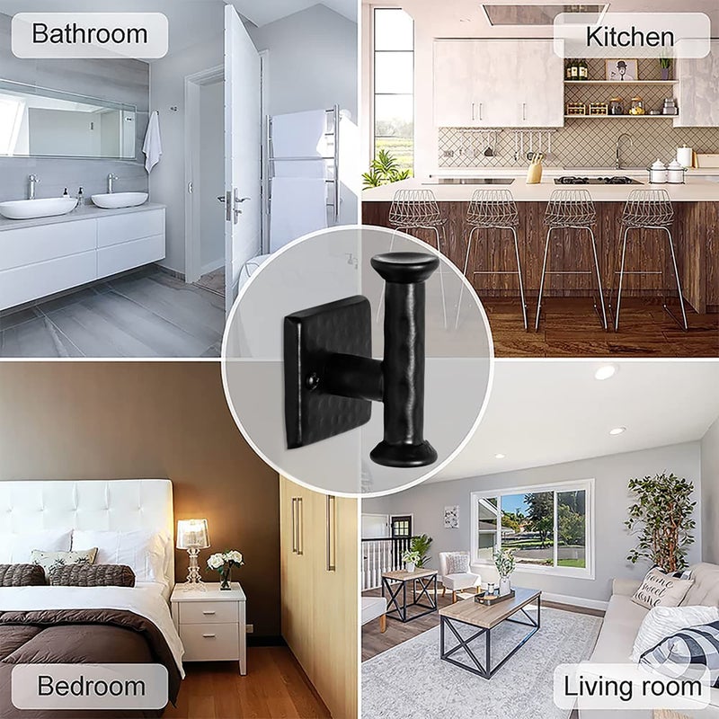 Monarch Abode Towel Hooks for Bathrooms â€“ 2 Pack 3-inch Hand Hammered Metal Matte Black Hook, Wall Mounted Bathroom Hooks for Towels, Support up to 11 lbs Bath Robe Hook, Towel Hanger for Bathroom - Image 4